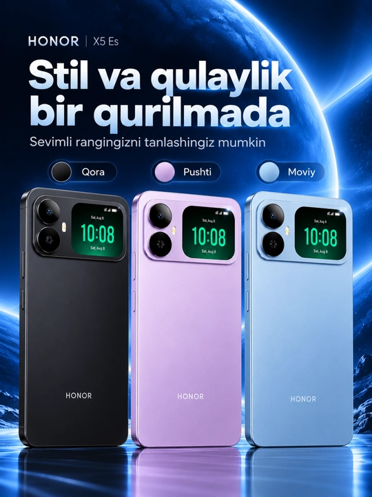 Смартфон HONOR X5es, 6.9 экран 90 Гц, 6000 мАч батарея, 4+4/64-128 ГБ, 13 МП камера