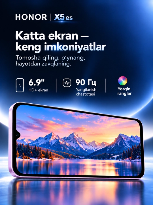 Смартфон HONOR X5es, 6.9 экран 90 Гц, 6000 мАч батарея, 4+4/64-128 ГБ, 13 МП камера
