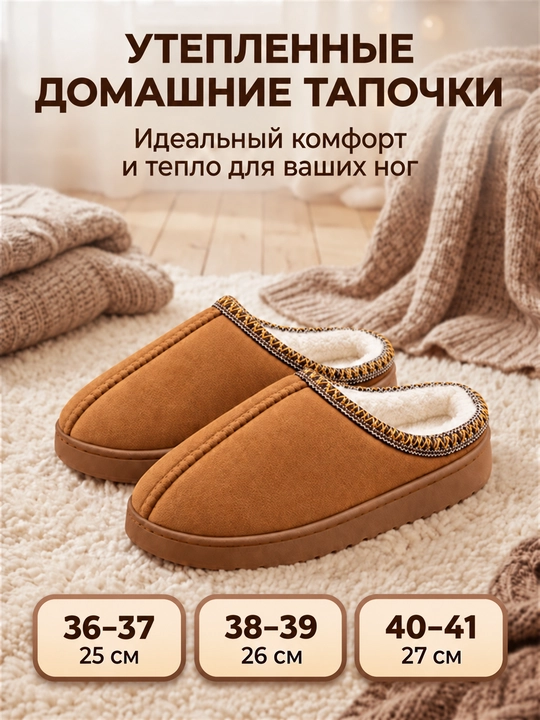 Угги домашние, женские тапочки, мягкие и тёплые, зимние, 36–41