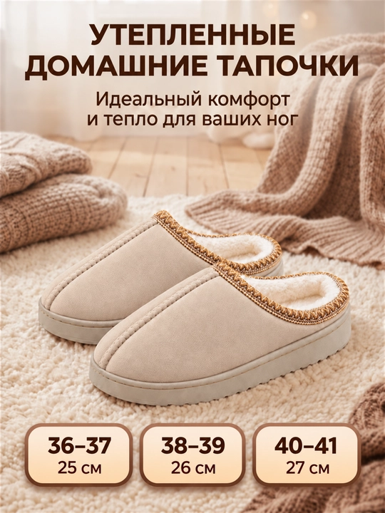 Угги домашние, женские тапочки, мягкие и тёплые, зимние, 36–41