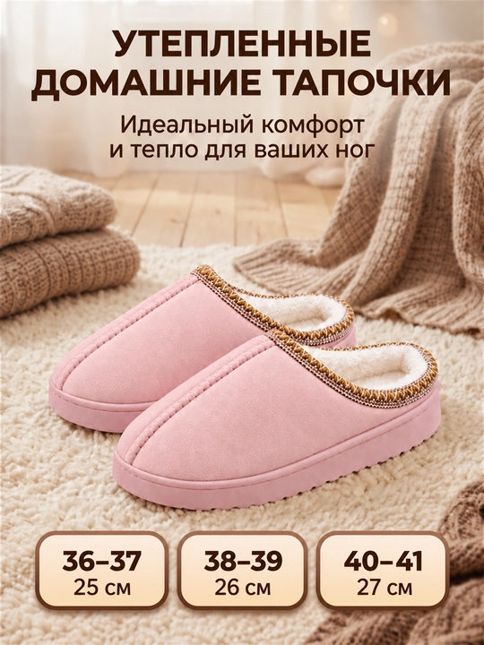 Угги домашние, женские тапочки, мягкие и тёплые, зимние, 36–41