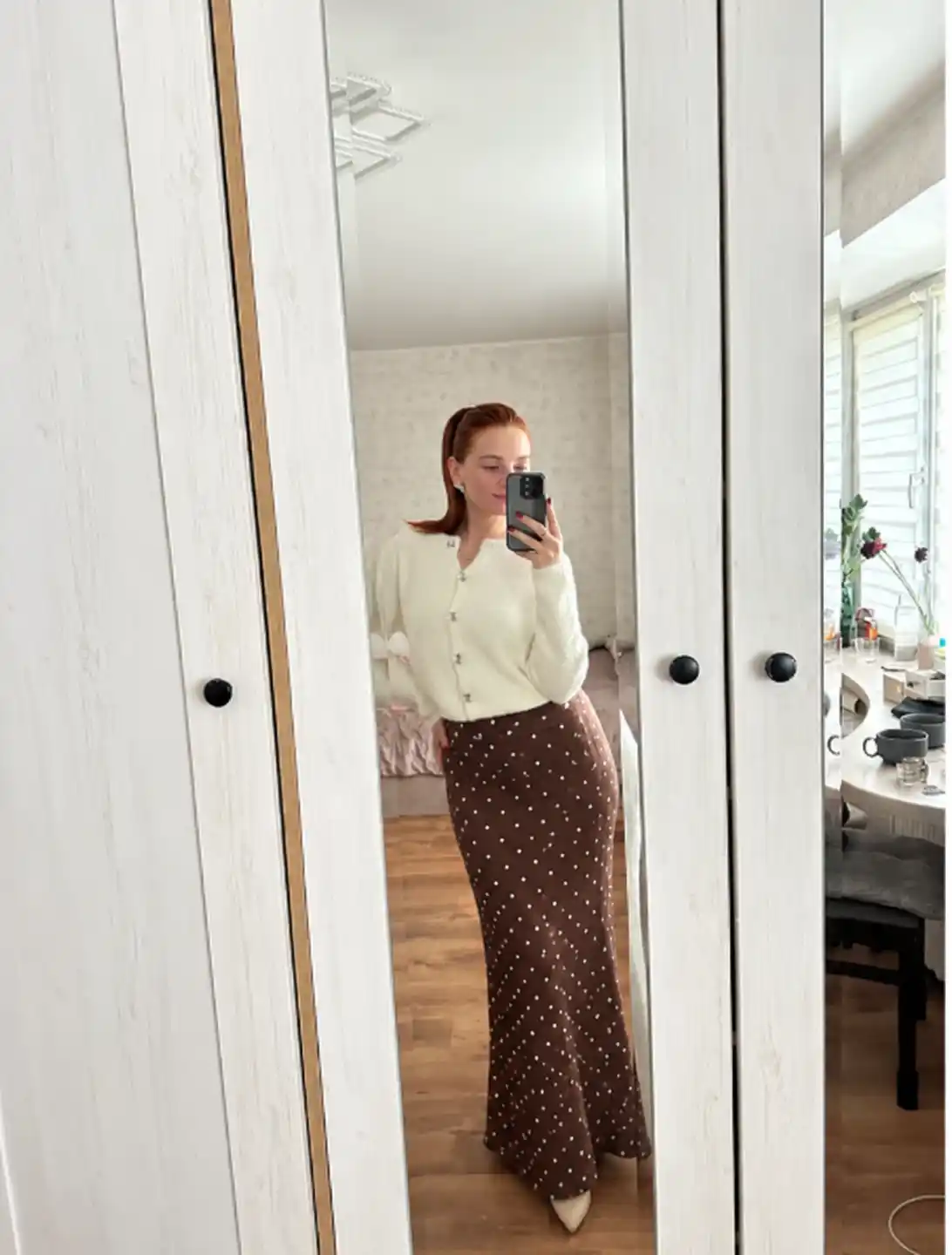Ayollar uchun no‘xat gulli maksi yubka Salistex