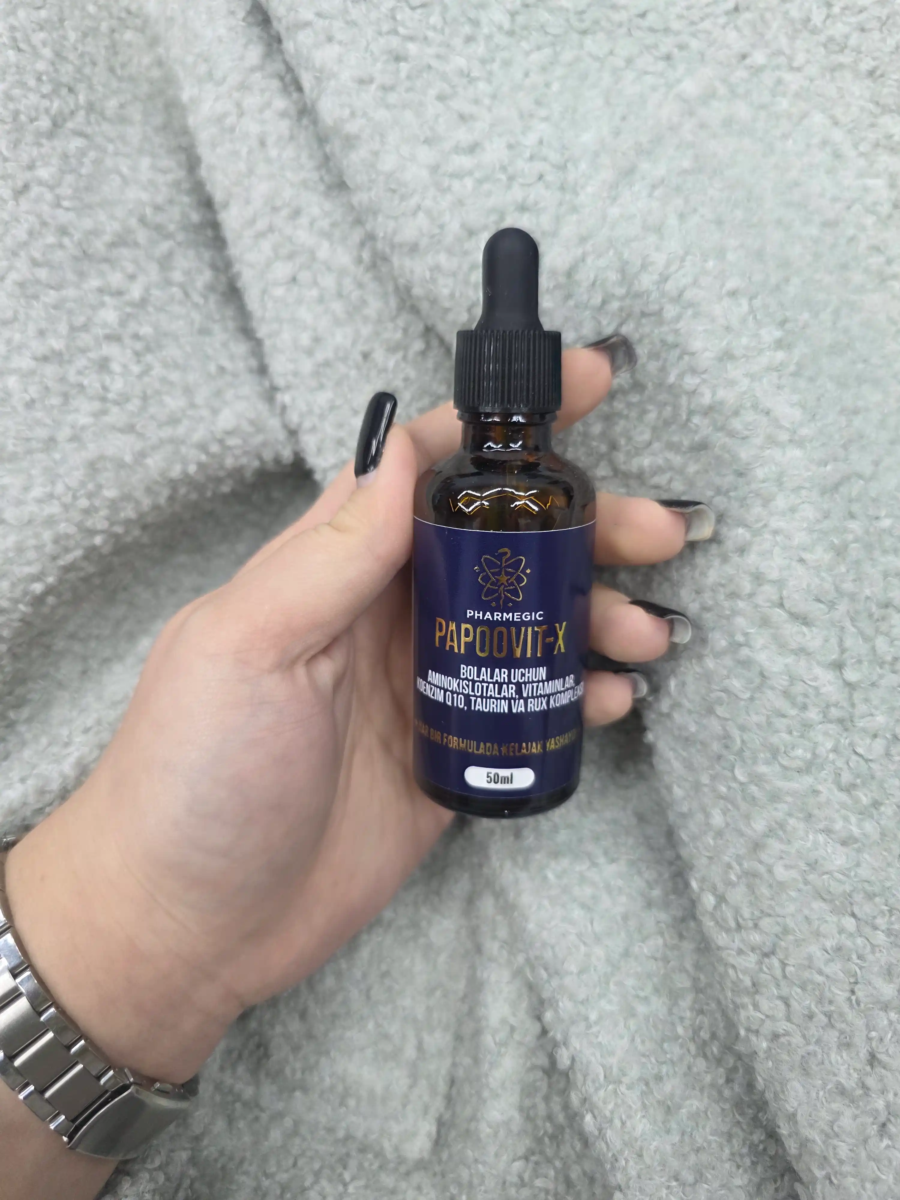 Bolalar uchun vitaminlar PAPOOVIT-X, L-karnitin, aminokislota va vitamin C, tomchi 50 ml