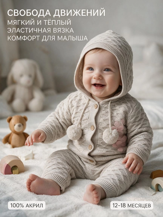 Вязаный комплект для новорожденных