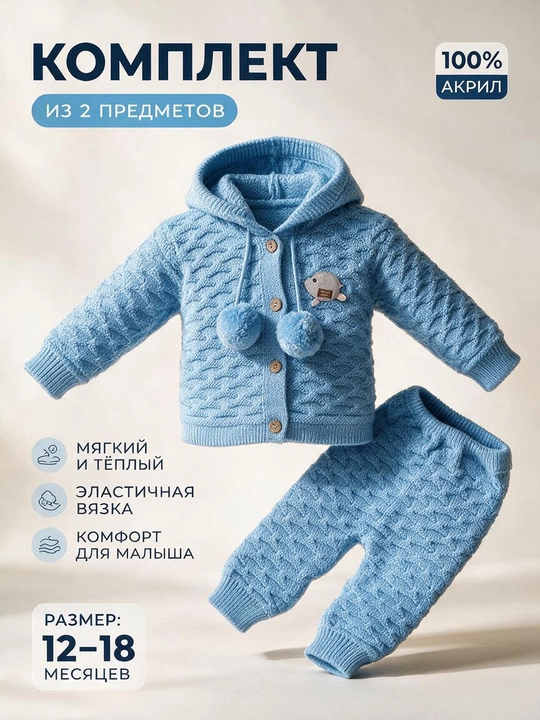 Вязаный комплект для новорожденных