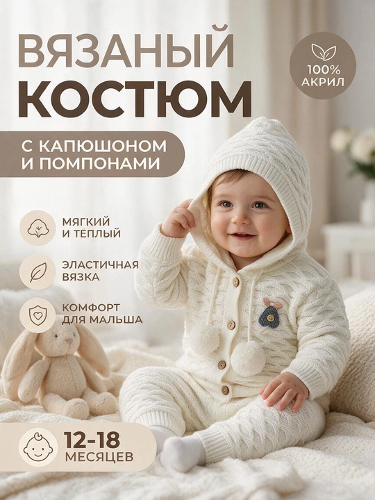 Вязаный комплект для новорожденных