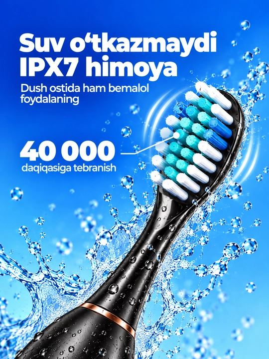 Elektr tish cho'tkasi USB, 5 rejim, 4 ta nasadka