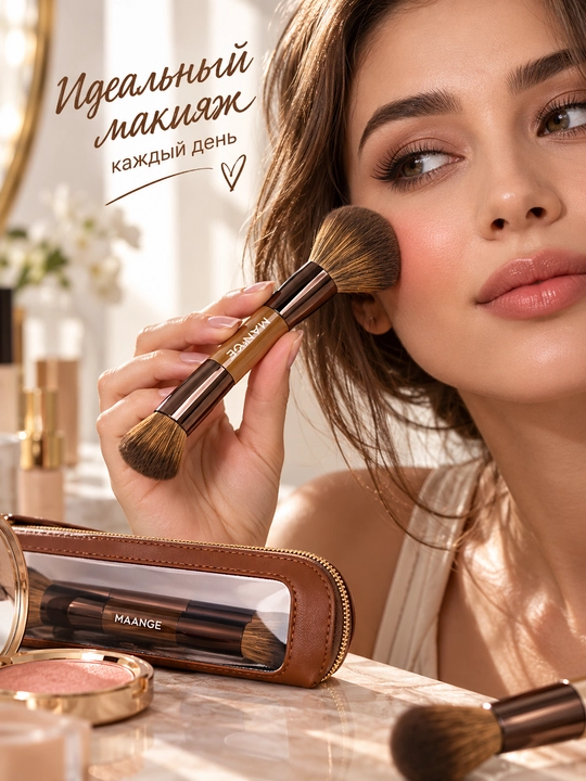 MAANGE makiyaj uchun cho'tkalar, kistochka nabor va yuz uchun shotka