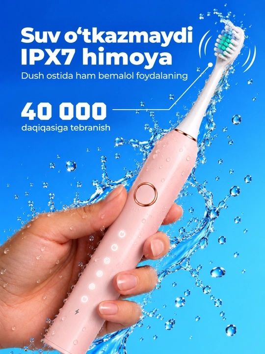 Elektr tish cho'tkasi USB, 5 rejim, 4 ta nasadka
