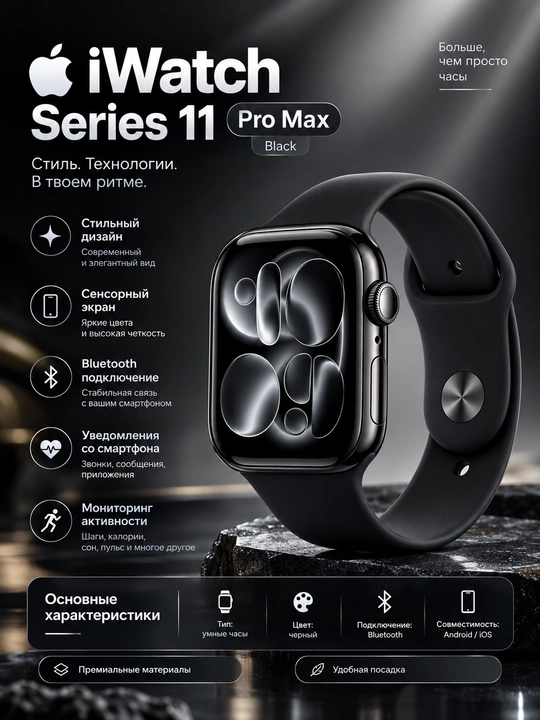 Aqlli soat 11 series, smart soat, 1 va 3 xil remeshoklarda, Bluetooth ulanish - 