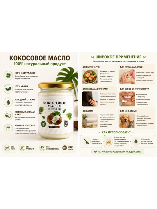 100% tabiiy kokos moyi, 300 ml