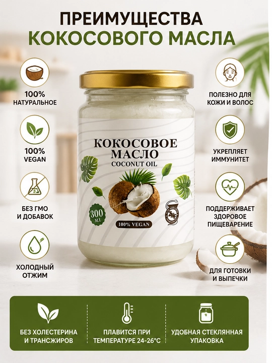 100% tabiiy kokos moyi, 300 ml - 