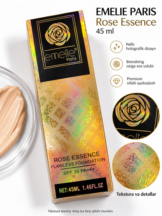 Тональный крем Emelie Paris Rose Essence Flawless Foundation, 45 мл