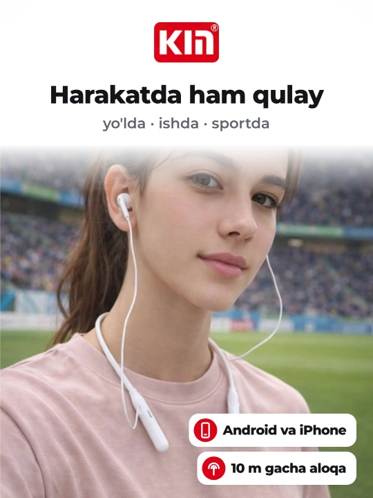 Беспроводная гарнитура KIN KL02, Bluetooth, 5 часов работы, подключение 2 устройств