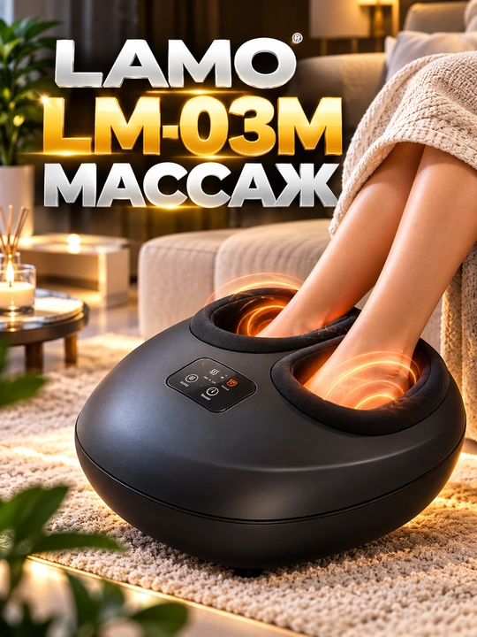 LAMO LM-03M oyoq massajeri - 3D rolikli massaj, kompression massaj funksiyasi bilan - 