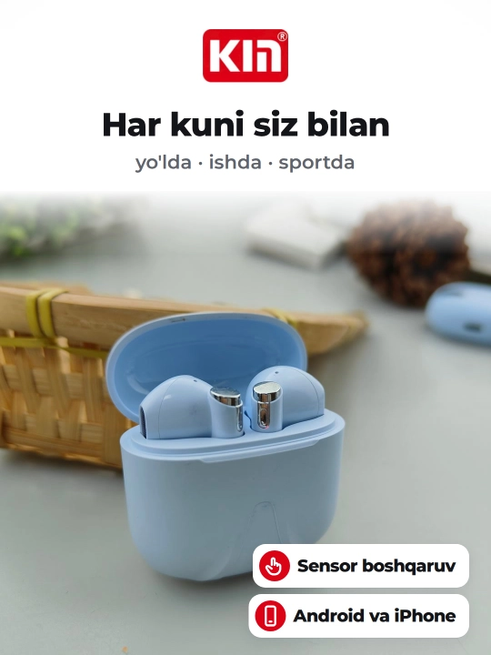 Беспроводные наушники KIN KL55, Bluetooth 5.3, сенсорное управление, микрофон, 6 цветов