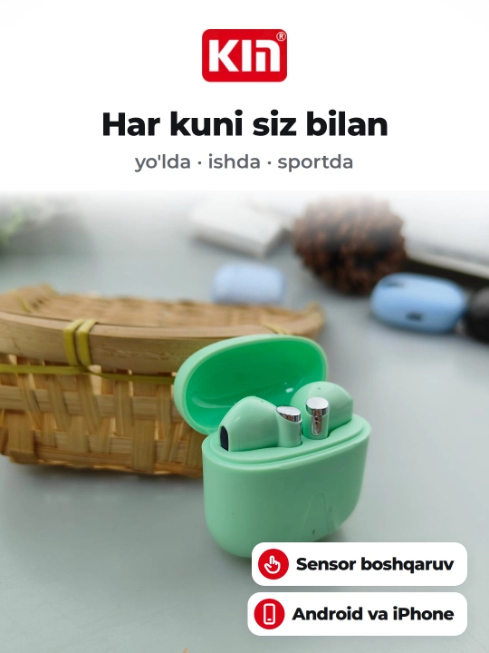 Беспроводные наушники KIN KL55, Bluetooth 5.3, сенсорное управление, микрофон, 6 цветов