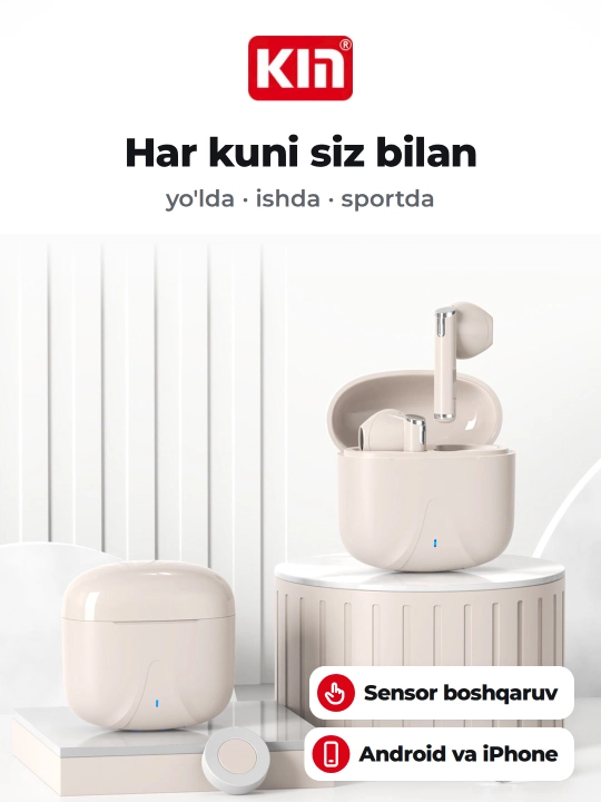 Беспроводные наушники KIN KL55, Bluetooth 5.3, сенсорное управление, микрофон, 6 цветов