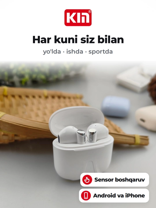 Беспроводные наушники KIN KL55, Bluetooth 5.3, сенсорное управление, микрофон, 6 цветов