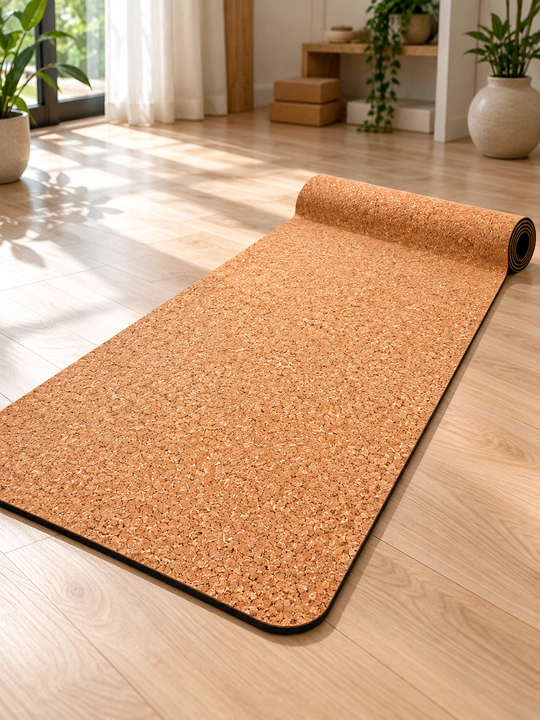 Yoga va fitnes uchun probkali gilamcha 6 mm, sirpanmaydigan sport va gimnastika mati