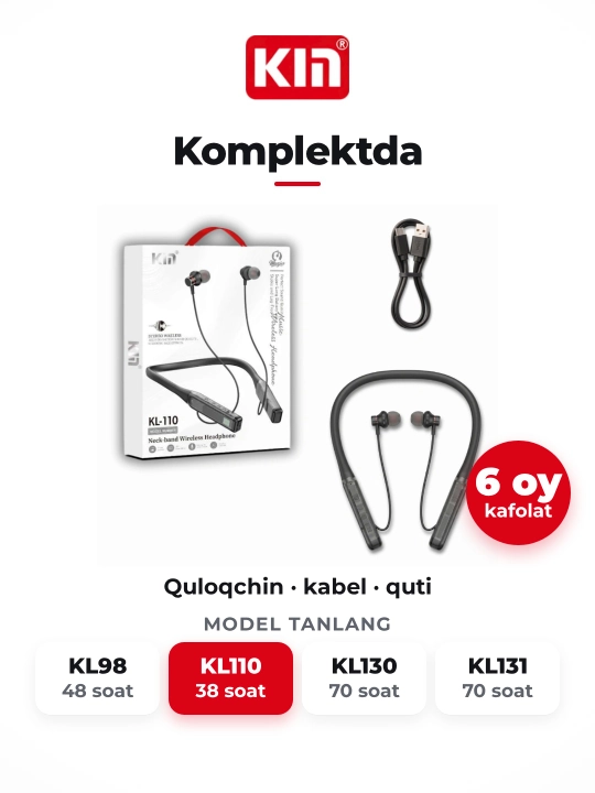 Беспроводные наушники KIN KL110 neckband 38 часов Bluetooth TF-карта микрофон
