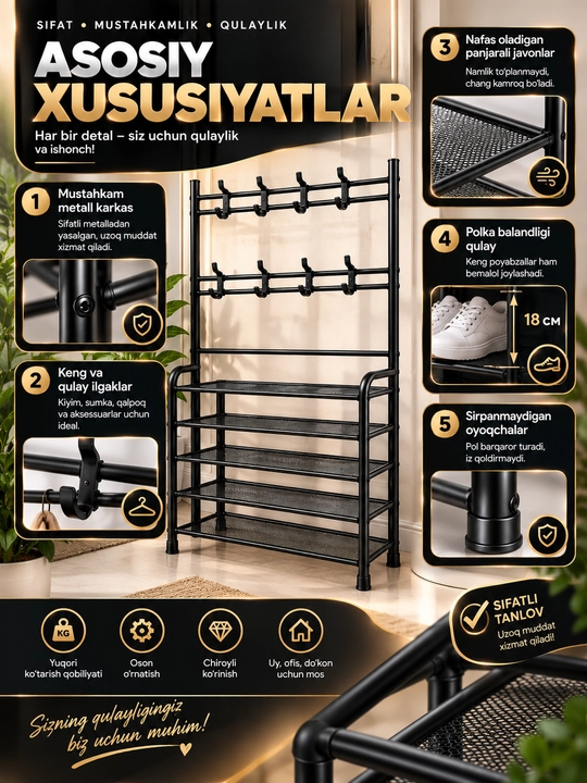 Kiyim-kechaklar uchun metall pol ilgich, dahlizda