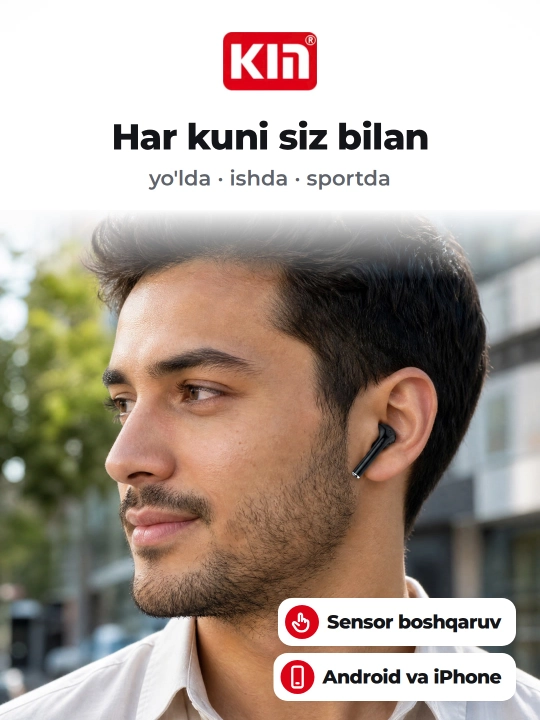 Беспроводные наушники KIN KL68 TWS Bluetooth с микрофоном, сенсорные, 400 мАч