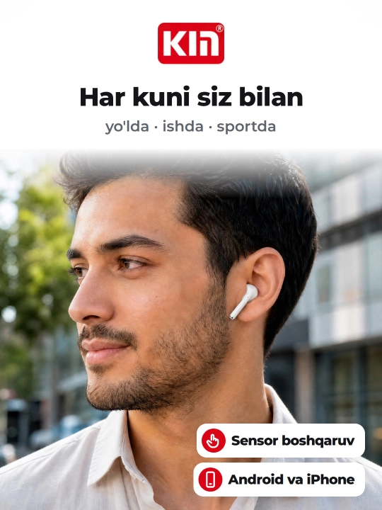 Беспроводные наушники KIN KL68 TWS Bluetooth с микрофоном, сенсорные, 400 мАч