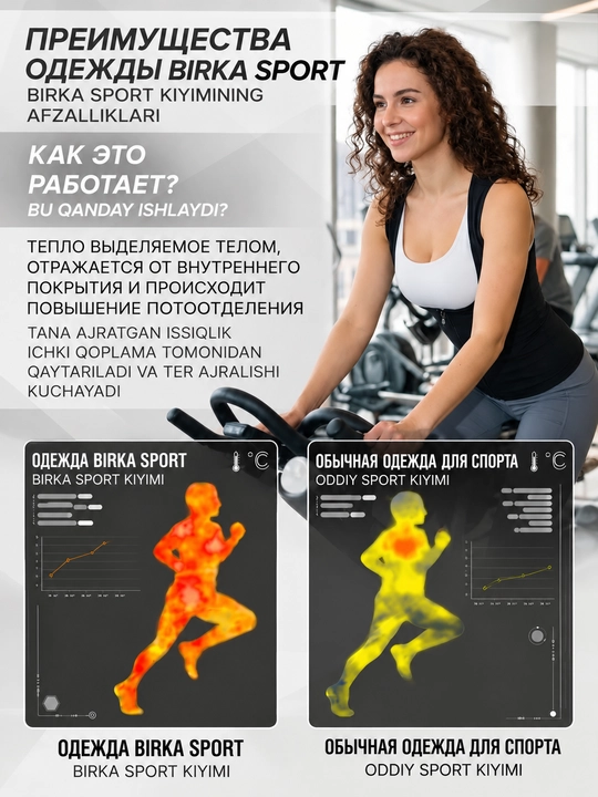 Sauna effektiga ega ayollar fitnes maykasi, vazn yo‘qotish, bel va qorinni to‘g‘rilash uchun