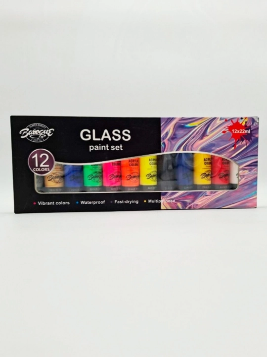 12 rang, 22 ml Shisha vitraj steklo uchun akril bo‘yoqlar toplami akril kraska glass paint