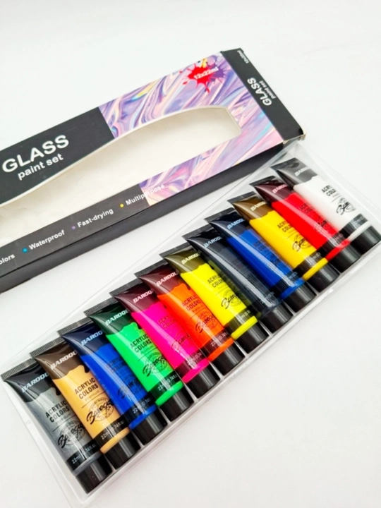 12 rang, 22 ml Shisha vitraj steklo uchun akril bo‘yoqlar toplami akril kraska glass paint