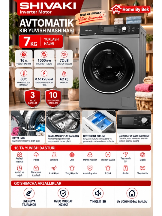 Стиральная машина SHIVAKI WF70L0505K - 