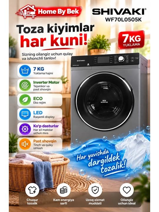 Avtomat Kiryuvish Mashinasi SHIVAKI WF70L0505K