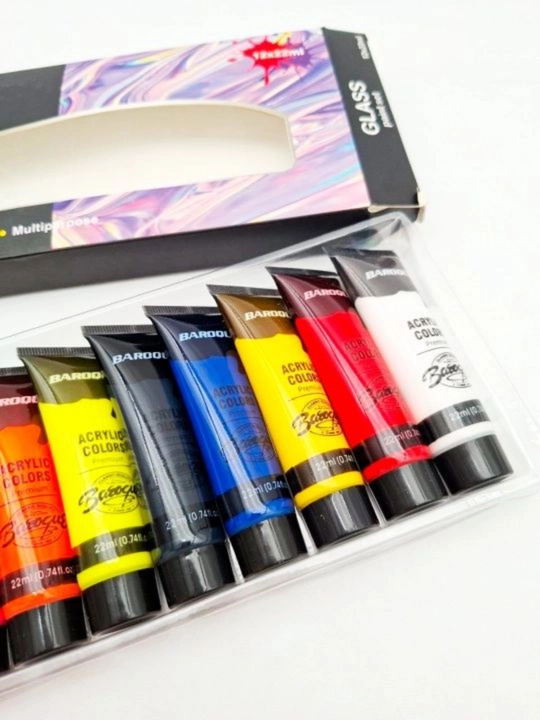 12 rang, 22 ml Shisha vitraj steklo uchun akril bo‘yoqlar toplami akril kraska glass paint
