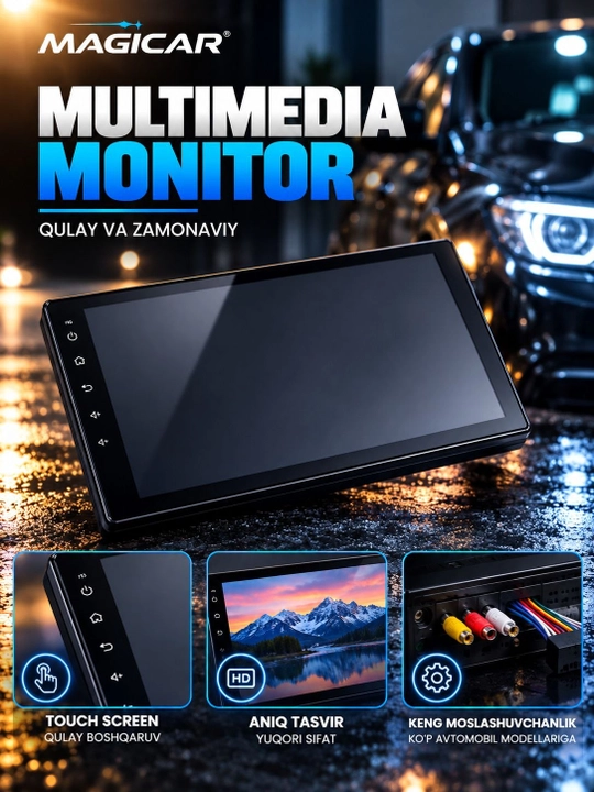Kenwood monitor, avto Monitor — Android, Wi-Fi, 4/64 GB, universal ekran
