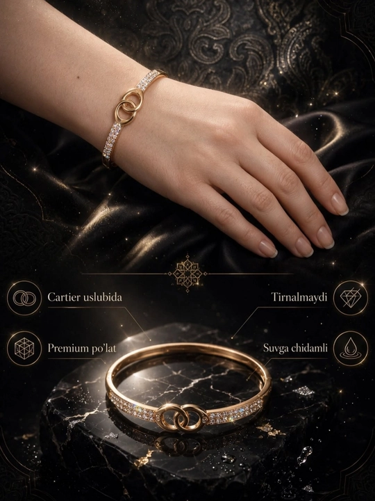 Ayollar va qizlar uchun zamonaviy, sovg'abop bilaguzuk. Cartier - 