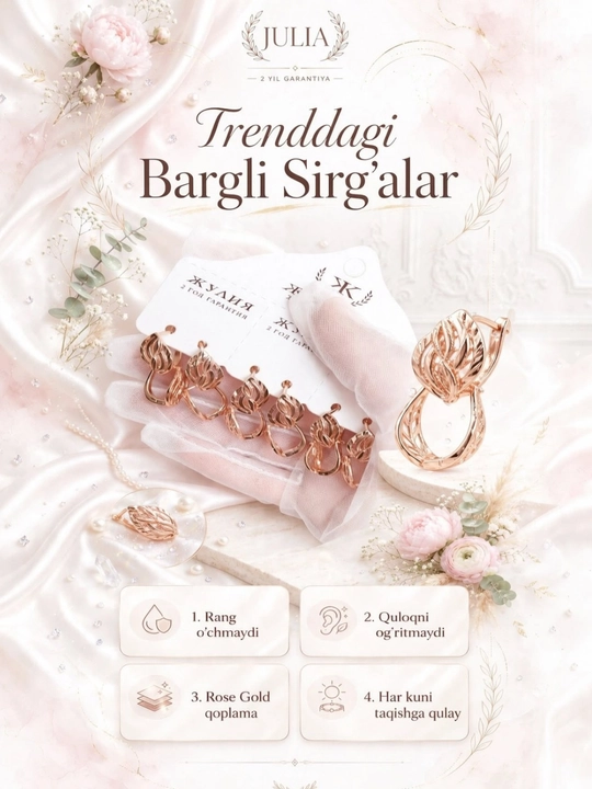 Ayollar va qizlar uchun ziraklar. Sirg'alar - 