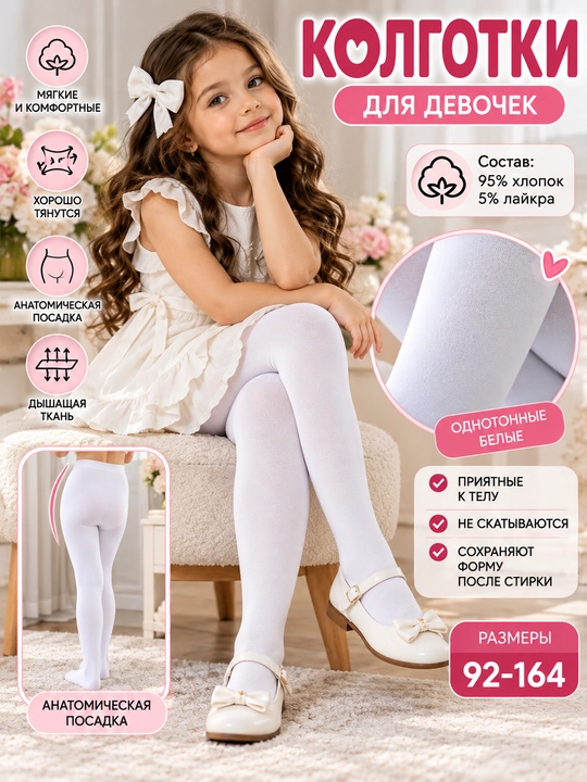 Хлопковые колготки для мальчиков и девочек