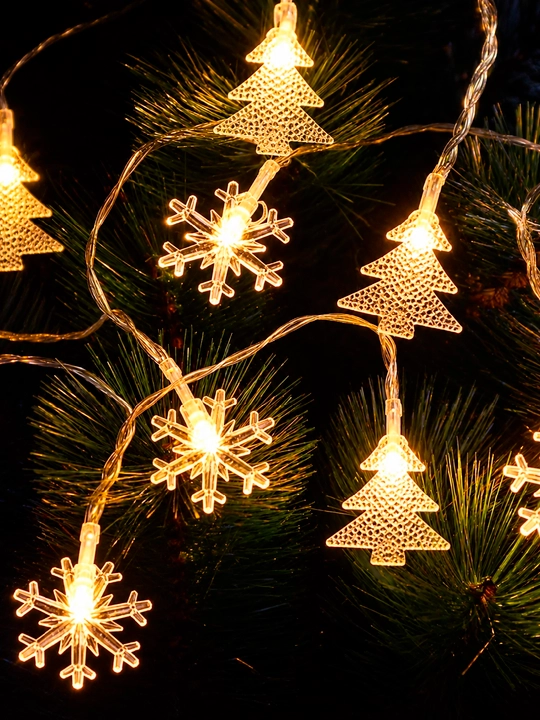 Yangi yil LED girlyandasi, 3–10 m, 20–80 chiroq, yulduzcha, qor parchasi, archa va bug‘u