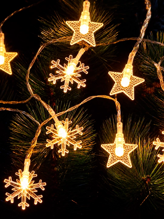 Yangi yil LED girlyandasi, 3–10 m, 20–80 chiroq, yulduzcha, qor parchasi, archa va bug‘u