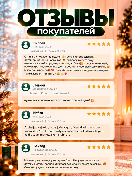 Новогодняя ёлка, искусственная, 60-300 см, сказочное украшение для вашего праздника