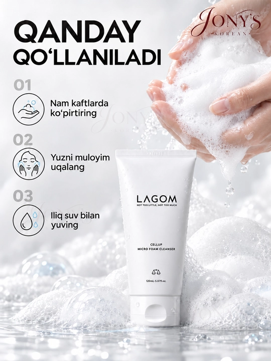 Yuzni yuvish uchun penka, barcha turdagi teri uchun, LAGOM