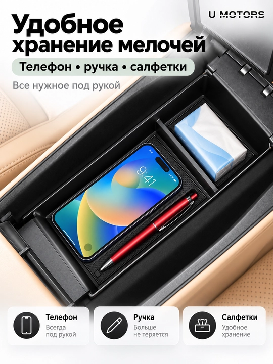 Органайзер, ящик в подлокотник для GAC AION i60