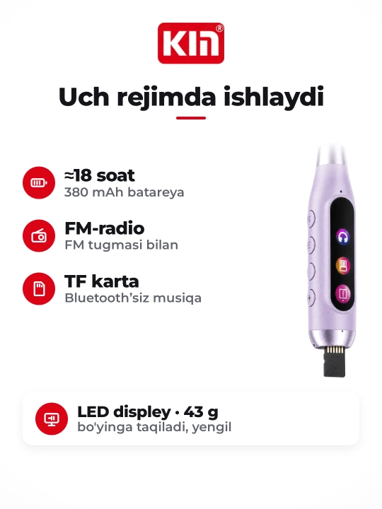 KIN KL125 - Беспроводные Bluetooth наушники с FM радио, TF картой и шейным ободом