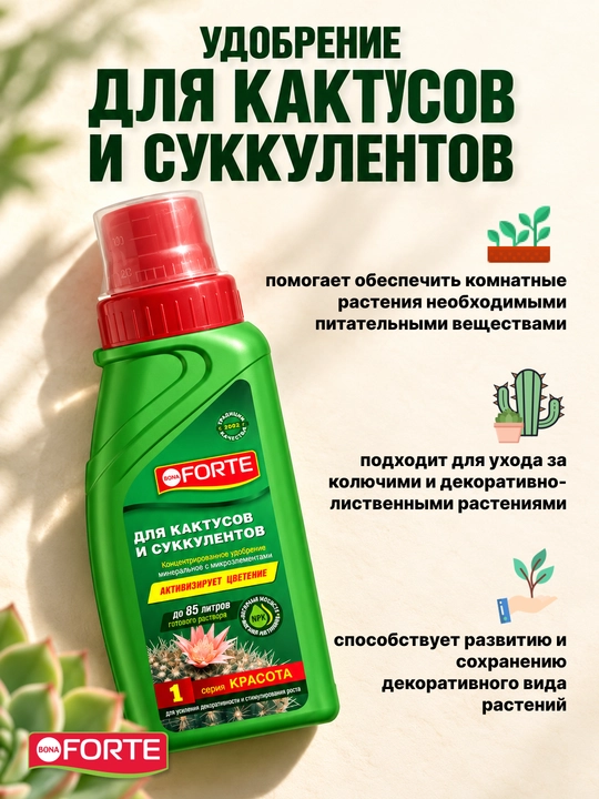 Удобрение для кактусов и суккулентов, 285 мл