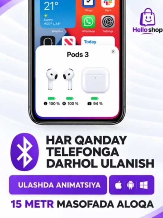 Беспроводные наушники Pods 3 Premium с сенсорным управлением. Чехол в подарок!