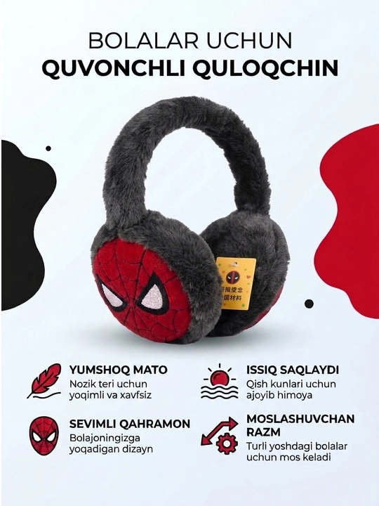 Bolalar mo‘ynali quloqchinlari, o‘g‘il bolalar uchun issiq qishki quloqchinlar - 