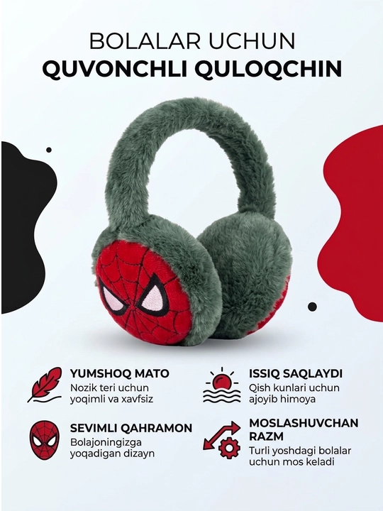 Bolalar mo‘ynali quloqchinlari, o‘g‘il bolalar uchun issiq qishki quloqchinlar - 