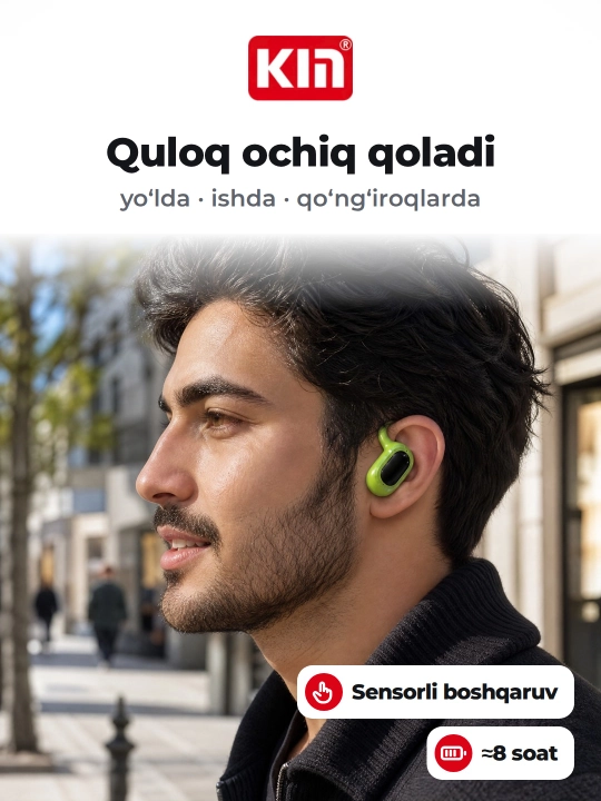 Беспроводной наушник KIN KL30, моно, Bluetooth с микрофоном, накладной