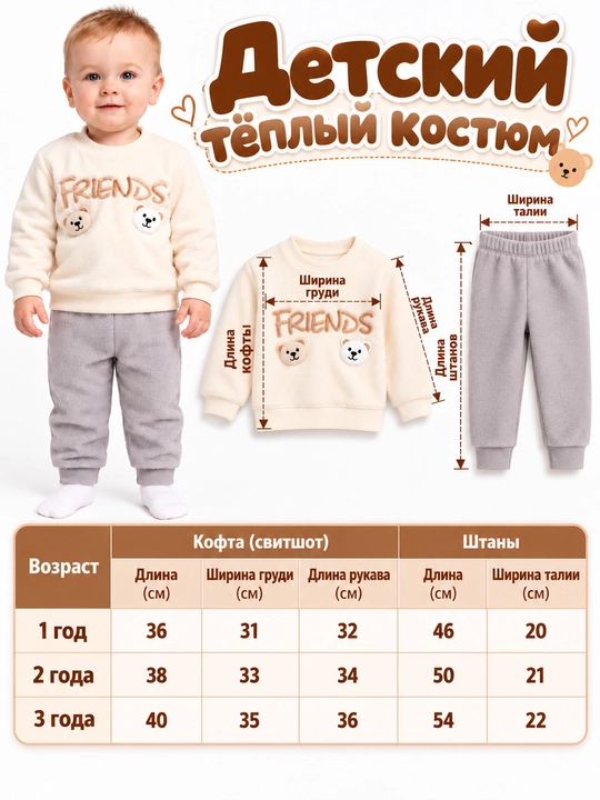 Детский тёплый костюм-двойка